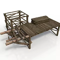 Wooden Construction Frame Structure With Stacked Planks And Supports 3d model