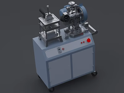 Industrial Equipment With Gray Body Control Panel Red Buttons And Wheels 3d model
