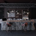 Industrial LOFT Bar Chair Combination Bar Bar Counter Front Desk Cashier Bar Chair 3d model