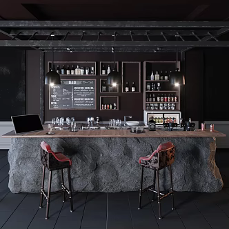 Industrial LOFT Bar Chair Combination Bar Counter Front Desk Cashier Bar Chair 3d model