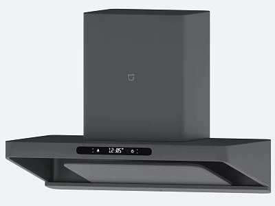 Modern Black Range Hood with Digital Temperature Time Display and Sleek Design 3d model