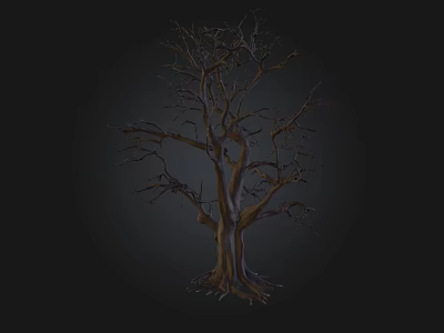 Rustic Dry Tree Structure Made Of Stone And Wood With Natural Texture 3d model