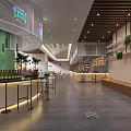 Modern Restaurant Interior Design With White Dining Tables Green Plants And Pendant Lights