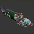 Green And White Helicopter Model With Red Accents Rotor And Cockpit Design