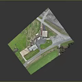 Farm Animals Grazing On Green Pasture Near Rural Houses And Country Road