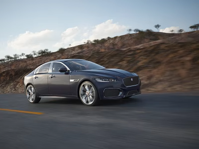 Jaguar Car Driving On Road With Scenic Landscape 3d model