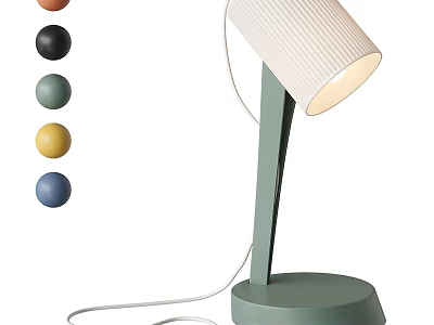 Modern Minimalist Table Lamp With Ribbed Lampshade Green Stand Base And Color Options For Lighting 3d model