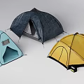 Three Different Colored Camping Tents Blue Dark Blue Yellow Outdoor Gear