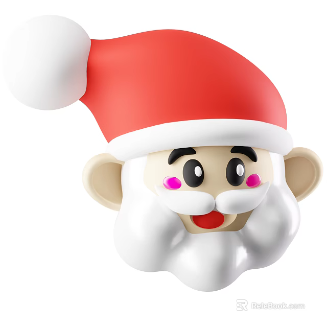Cartoon Game Movie Character Wearing Red Santa Hat With White Beard And Pink Cheeks 3d model 
