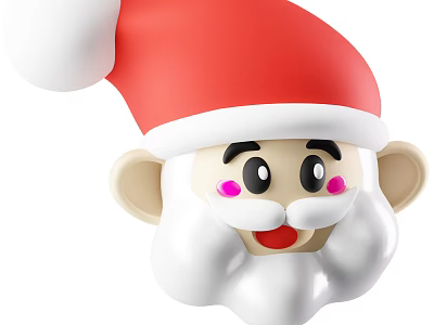 Cartoon Game Movie Character Wearing Red Santa Hat With White Beard And Pink Cheeks 3d model