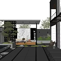 Modern Courtyard Garden Design With Water Feature Green Plants And Stone Patio