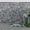 Serene Garden Design Featuring Stone Wall Rocks Gravel Ground And Pine Tree