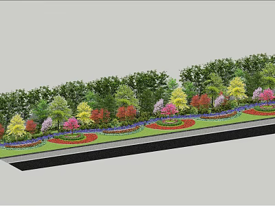 Colorful Flower Garden With Various Plants And Vibrant Blooms Arranged In Beds 3d model