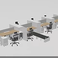 Modern Public Office Space Interior With Cubicle Workstations Black Chairs And Drawer Cabinets