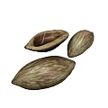 Natural Almond Plant Seeds With Opened One Showing Inner Kernel Close Up View