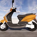 Modern Yellow And Black Electric Scooter With Comfortable Seat And Outdoor Road View