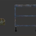 Rolling Three Tier Shelving Cart With Blue Frame Wooden Shelves And Toolbox