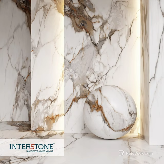 Elegant Marble Architectural Components With Natural Vein Walls And Decorative Sphere 3d model 
