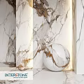 Elegant Marble Architectural Components With Natural Vein Walls And Decorative Sphere
