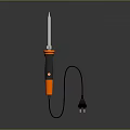 Orange And Black Soldering Iron With Metal Tip And Power Cord Plug