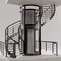 Modern revolving staircase villa sightseeing elevator 3d model