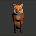 Red Fox With Orange Red Fur Standing On Gray Background With Reflection 3d model