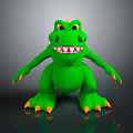 Green Cartoon Crocodile Aquatic Animal Figure with Yellow Eyes Sharp Teeth and Claws