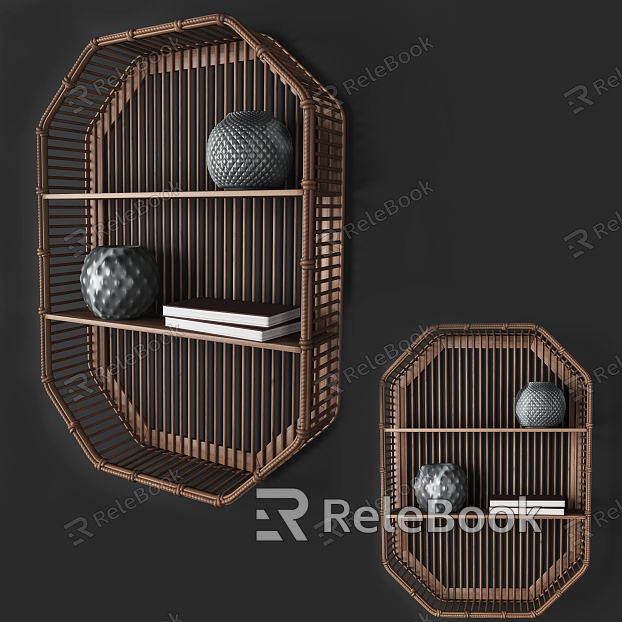 Modern Wall Storage Rack Bamboo Woven Storage Rack model