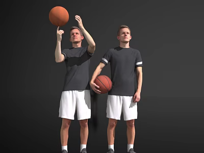 men playing basketball 3d model