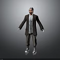 Man With White Hair Standing Wearing Brown Blazer White Shirt Brown Pants And White Sneakers