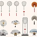 Various Traditional Chinese Fans In Different Styles With Tassels And Patterns