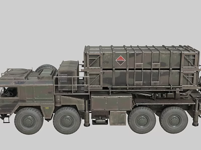 Military Tank With Camouflage Exterior And Missile Launch System On Heavy Duty Wheels 3d model