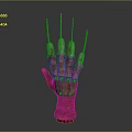 Horror Movie Character Clawed Glove With Bloody Red Surface And Metal Blades