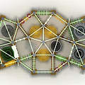 Indoor Playground Equipment With Multi Level Climbing Nets And Wooden Structures 3d model