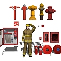 modern fire fighting equipment fire extinguisher fire hydrant fire fighting equipment 3d model