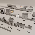 Commercial Kitchen Equipment Including Refrigerators Worktables Sink Units And Storage Cabinets 3d model