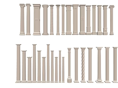 Classical Roman Columns Collection With Various Styles And Spiral Design Elements 3d model