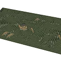 Garden Ornament Featuring Green Labyrinth Pattern Golden Decorative Elements and Central Miniature Structure 3d model