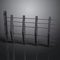 Outdoor Rustic Wooden Fence With Vertical Planks And Horizontal Slats