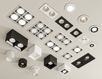 Modern downlight spotlight combination 3d model