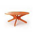 Orange Round Functional Table With Cross Legs Modern Minimalist Stylish Design 3d model