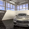 Maybach Showroom Interior With Two Luxury Cars And Modern Design Elements