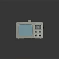 Portable White Television With Screen Buttons And Handle On Dark Background 3d model