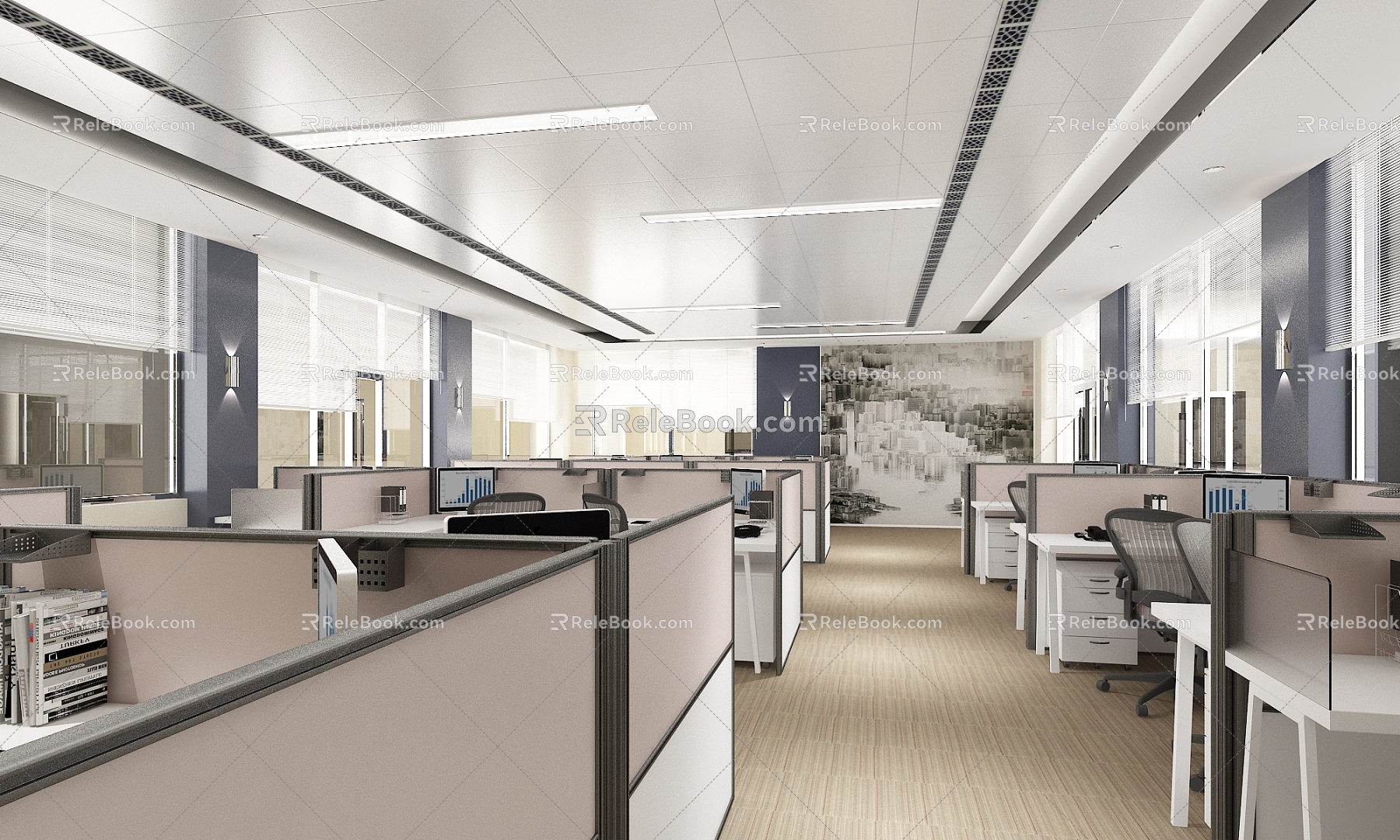 modern public office area office space 3d model