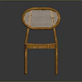 Modern Orange Single Chair With Round Woven Rattan Backrest And Seat Design