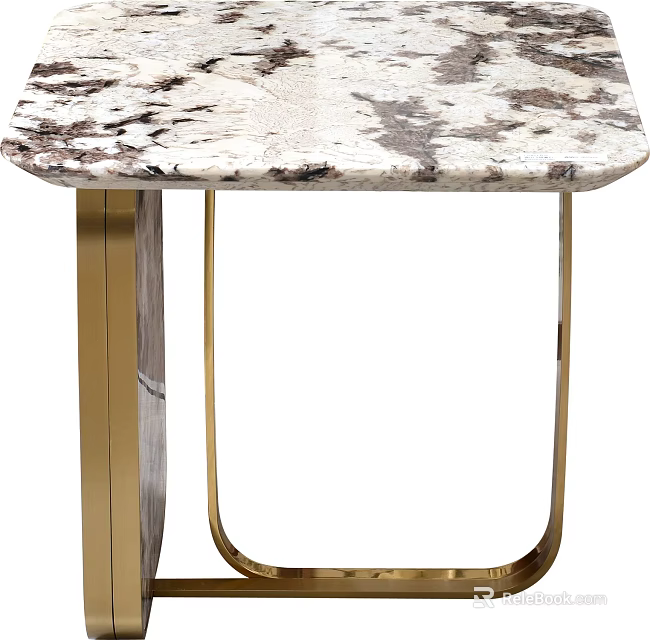 Elegant Modern Side Table Design For Living Room With Marble Top And Gold Metal Legs 3d model 
