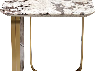 Elegant Modern Side Table Design For Living Room With Marble Top And Gold Metal Legs 3d model