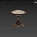 Elegant Corner Table With Round Wooden Top And Gold Carved Base Decorative Design
