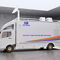 White Functional Vehicle With JL Logo Satellite Antenna And Blue Red Stripes
