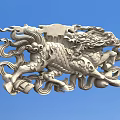 Intricate Silver Carved Kylin Design With Cloud Patterns And Ornamental Details